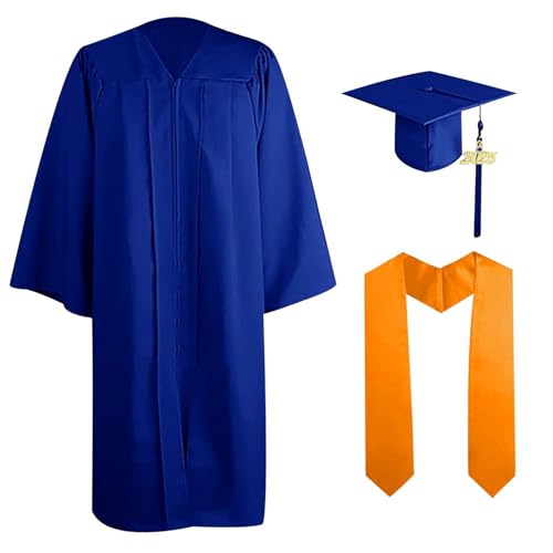 Abschluss Talar mit Hut Schwarz Graduation Robe mit Hat und Schärpe Bachelor Uni Master Kostüm 2025 Bachelor Geschenke Uni Abschluss Kleid Unisex Absolventen Akademischer Talar mit Doktorhut Set von Generic