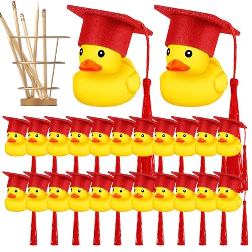 Abschlussgummi Enten - Entzückende Miini -Diplom -Enten | Fun Party Gefälligkeiten Und Figuren Mit Abschlusskappen, Entenabschluss -Accessoires Ornamente Für Abschlussfeierlichkeiten Kinderschauer von Generic