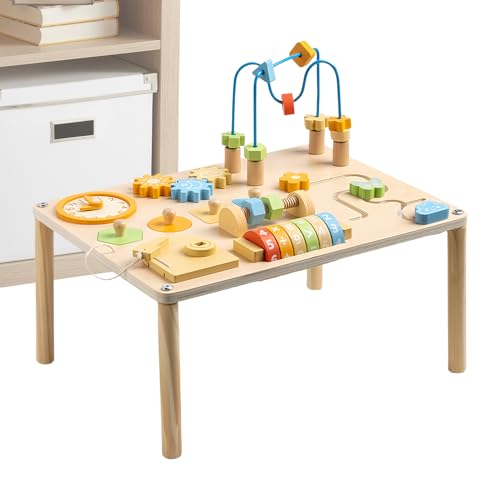 Aktivitätentisch | Zug auf Tisch, Lernspiel aus Holz mit Labyrinth aus Perlen und verspielter Formensortierer für Mädchen Aktivitätentisch | Zug auf Tisch, Lernspiel aus Holz mit Labyrinth aus Perlen und verspielter Formensortierer für Mädchen von Generic