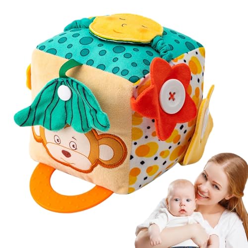 Aktivitätswürfel für Babys, Rassel, 0 bis 6 Monate, sensorischer Würfel, Box mit weichen Stoffen, frühes Lernspielzeug, Seidenbox für Kinder, Familie, Freunde von Generic