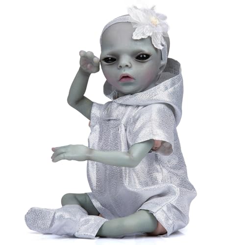 Alien-Babypuppe Mit Realistischer Wiedergeburt – Handgefertigte Alien-Puppe, Ultrarealistische Alien-Wiedergeburtspuppe | Ganzkörper-Silikon-Vinylpuppen, Bewegliche Babypuppen-Spielzeug, 14 Zoll, Samm von Generic