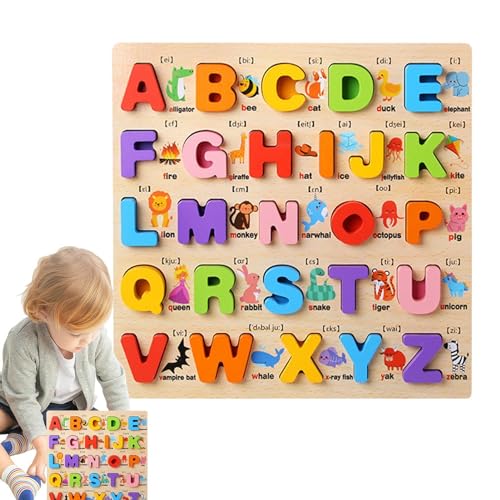 Alphabet-Blöcke aus Holz, digitales Puzzle, Alphabet-Puzzle-Spielzeug für Vorschul-Lernen, Alphabet, Buchstaben und Zahlen aus Holz für Mädchen und Jungen von Generic