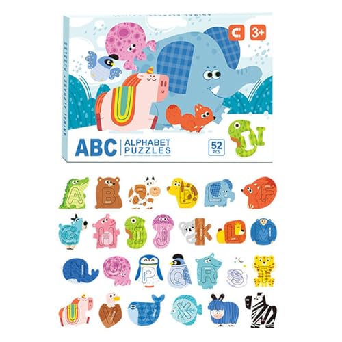 Alphabet-Tierpuzzle, passendes Alphabet-Puzzle | 52 x / Set magnetische Puzzles der pädagogischen Tiere | Feinmotorik Aktivitätsspielzeug, lernt Spiele für ein Mädchen, ab von Generic