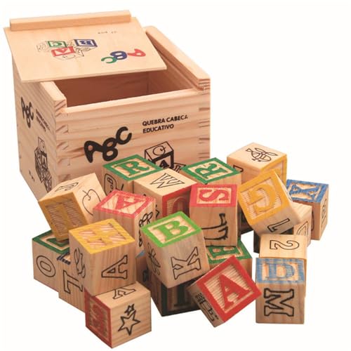 Alphabetblöcke aus Holz – mit Zahlen, Buchstaben oder Alphabeten Bedruckte Buchstabenblöcke – Lernblöcke für das Vorschullernen als Spielzeug zum Stapeln, Bauen und Sortieren von Generic