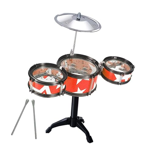 Anfänger -Drum -Set, Percussion Drum Kit Hochempfindlichkeit Schwarzer Rahmen Einfacher Betrieb für Kinder Frühbildung für Jungen Mädchen (Rot) von Generic