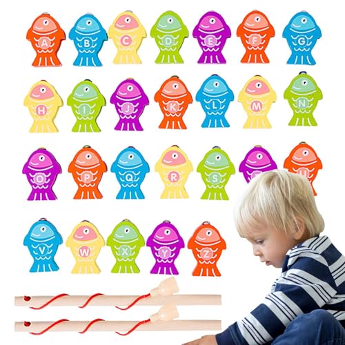 Angelspiel für Kinder, magnetisches Angelspielzeug für das Kind | Angelspiel in Holzbuchstaben, Spielnummer für Badezimmer im Vorschulalter Motorik des frühen Lernspielzeugs von Generic