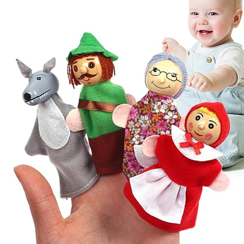 Animal Finger Puppenspiel, Fingerfamilie Puppenspiel, Fingerpuppen -Comics 4 Fingerpuppen, lehrreiches weiches Tier Fingerpuppe Set Baby Story Time Tierstil für Säuglinge, Fingerpuppendekoration Kinde von Generic