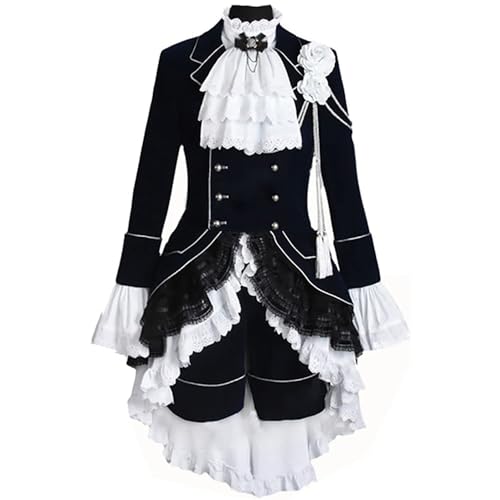 Anime Ciel Phantomhive Cosplay Kostüm Halloween Kleid Uniform Outfits,Black-L von Generic