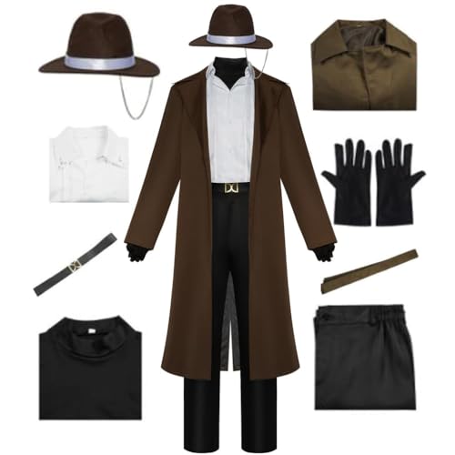 Anime Dazai Osamu Cosplay Kostüm Chuuya Cosplay Uniform Outfit Halloween Anzug Für Herren,Brown-L von Generic