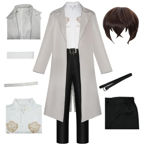 Anime Dazai Osamu Cosplay Kostüm Chuuya Kostüme Outfit Halloween Party Full Set Mit Perücke,Grey-S von Generic