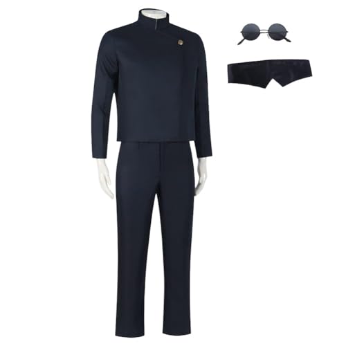 Anime Jujutsu Cosplay Kostüm Megumi Fushiguro Uniform Japanische Schule Outfit Full Set Unisex Mit Schlüsselanhänger (Gojoublack,M) von Generic