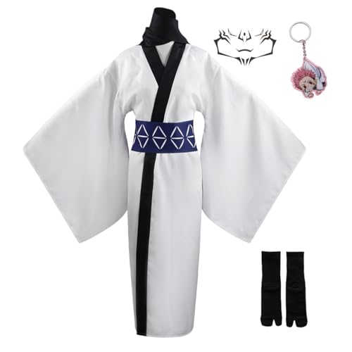 Anime Jujutsu Cosplay Kostüm Megumi Fushiguro Uniform Japanische Schule Outfit Full Set Unisex Mit Schlüsselanhänger (Sukuna Kimono,3XL) von Generic