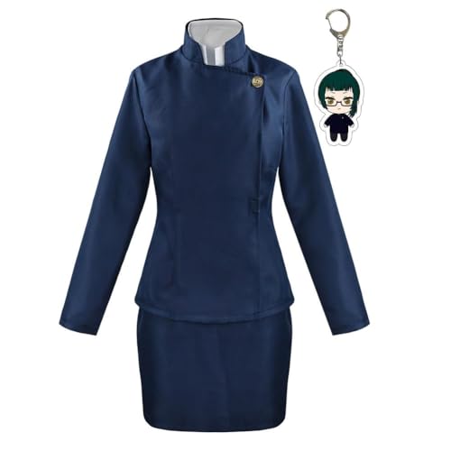 Anime Jujutsu Cosplay Kostüm Megumi Fushiguro Uniform Japanische Schule Outfit Full Set Unisex Mit Schlüsselanhänger (Zenin Blau,XL) von Generic