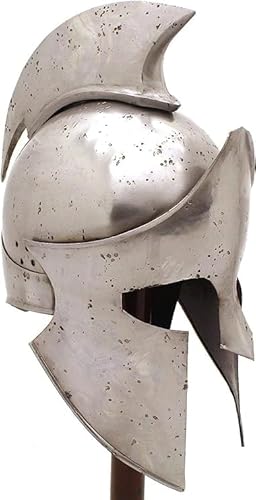 Antique House Craft Medieval Warrior Brand Griechischer Spartaner-Helm aus Stahl, mit Lederfutter, 18 g von Generic