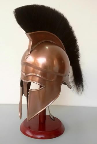 Antique House Craft Mittelalter-Helm aus griechischem Korinthischem Stahl, Spartaner-Plume-Helm, römischer Ritter, Kampfkrieger, LARP, Helm, Kreuzritter, Rollenspiel, Cosplay, Kostüm, Halloween von Generic