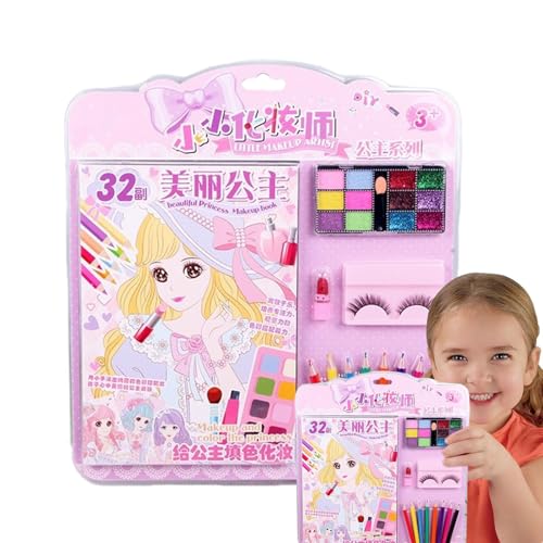 Anziehspielset, Anziehspielset für Kinder - Make-up-Spielbuch | Prinzessin-Fantasie-Make-up-Spiel für Kinder ab 3 Jahren, kosmetisches Rollenspiel-Zeichenbuch, lustiges Malbuch von Generic