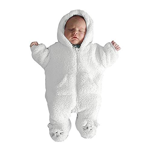 Anzug Junge Baby Baby Junge Mädchen Kapuzen-Zeichentrickflannel Strumpfhose Baby Hase Kostüm (White, 70) von Generic