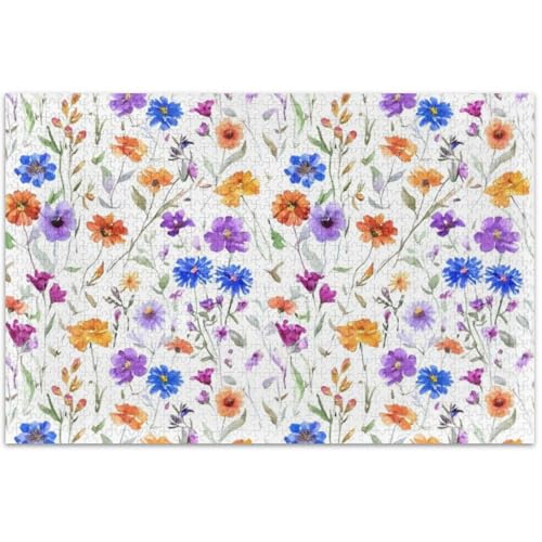 Aquarell-Wildblumen-Puzzle, 500 Teile, für Erwachsene, Familie, weißer Elefant, Geschenke, einzigartiges Puzzle für Erwachsene, Tiere, bunte Kunst, 50 x 37 cm Aquarell-Wildblumen-Puzzle, 500 Teile, für Erwachsene, Familie, weißer Elefant, Geschenke, einzigartiges Puzzle für Erwachsene, Tiere, bunte Kunst, 50 x 37 cm von Generic