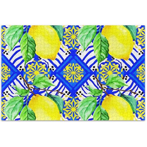 Aquarell-Zitronen-Puzzle, 500 Teile, Erwachsene, Tiermalerei, Kunst, individuell, Spaß, hartes Puzzle, Familie, weißer Elefant, Geschenke, 50 x 37 cm Aquarell-Zitronen-Puzzle, 500 Teile, Erwachsene, Tiermalerei, Kunst, individuell, Spaß, hartes Puzzle, Familie, weißer Elefant, Geschenke, 50 x 37 cm von Generic