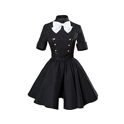 Astolfo Cosplay Kostüm Matrosenkleid Halloween Outfit Uniform Komplettset,Black-L von Generic