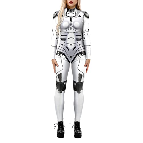 Astronaut Kostüm Damen Silber Astronauten Kostüme Erwachsene Karneval Space Fasching Costume Weltall Raumanzug Raumfahrer Overall Roboter Karnevalskostüm Faschingskostüme von Generic