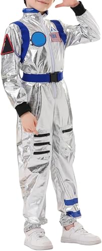 Astronaut Kostüm Kinder, realistisches Astronauten Kostüm Kind, Raumanzug für Fasching, Karneval & Halloween, Space Kostüm für Jungen & Mädchen (Junge-Blau,XXXS) von Generic