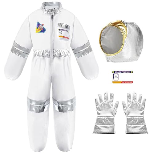 Astronaut Kostüm Kinder Weiß Astronauten Kostüme Kinder Karneval Costume Raumfahrer Space Weltall Raumanzug Fasching Overall Faschingskostüme Karnevalskostüm von Generic