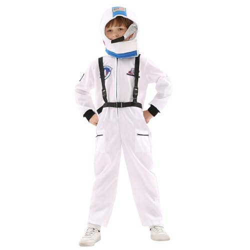 Astronaut Kostüm Kinder Weiß Astronauten Kostüme Kinder Karneval Costume Space Raumfahrer Weltall Raumanzug Fasching Overall Karnevalskostüm Faschingskostüme von Generic