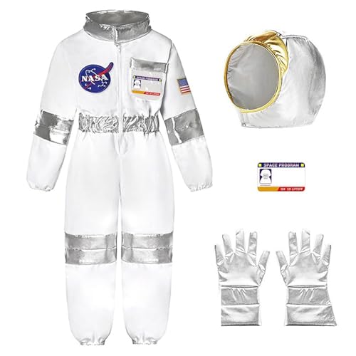 Astronaut Kostüm Kinder Weiß Astronauten Kostüme Kinder Karneval Raumanzug Raumfahrer Costume Fasching Weltall Space Overall Faschingskostüme Karnevalskostüm von Generic