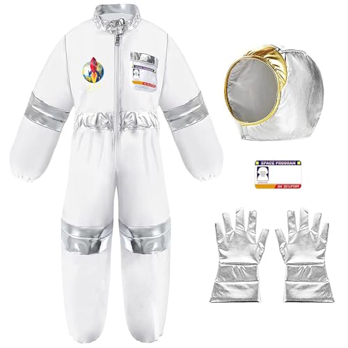 Astronaut Kostüm Kinder Weiß Astronauten Kostüme Kinder Karneval Raumfahrer Weltall Raumfahrer Space Costume Fasching Overall Faschingskostüme Karnevalskostüm von Generic