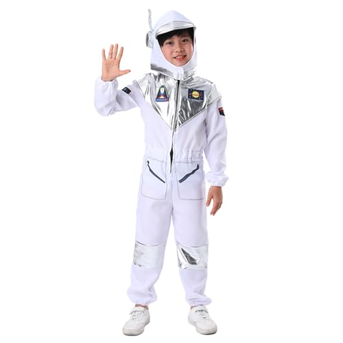 Astronaut Kostüm Kinder Weiß Astronauten Kostüme Kinder Karneval Space Costume Fasching Raumanzug Raumfahrer Weltall Overall Jumpsuit Karnevalskostüm Faschingskostüme von Generic