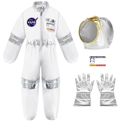 Astronaut Kostüm Kinder Weiß Astronauten Kostüme Kinder Karneval Space Weltall Raumfahrer Raumanzug Costume Fasching Overall Faschingskostüme Karnevalskostüm von Generic