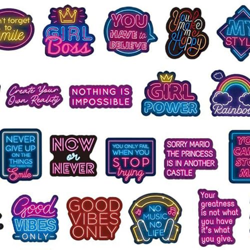 Aufkleber 100 Neon Sprüche Sticker Set Wasserfeste Vinyl Decals Aesthetic Inspirierend Zitate Motivations Sticker Für Laptop Handy Vision Board Scrapbooking Tagebuch Mappen Fotoalbum Tassen Skateboard von Generic