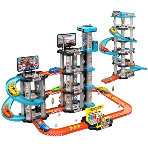 Auto-Parkhaus-Spielzeug – Eisenbahnwagen-Spielset Für Kinder | Track Ramp-Spiel | Montagefahrzeug-Spielzeug | Abenteuer-Rennwagen-Spielzeug | Auto-Rennstrecken-Spielzeug Für Vorschulkinder, Spielset von Generic