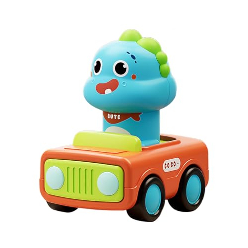 Autospielzeug Geeignet für 1-3-jährige Kinder Baby-Tier-Rennauto Baby-Spielzeugauto-Set Push-Pull-Reibung Dinosaurierauto Geeignet für 6-9-12-18-Monate 1. Geburtstag Geeignet (Blue, 6.9X9.1X10.2CM) von Generic