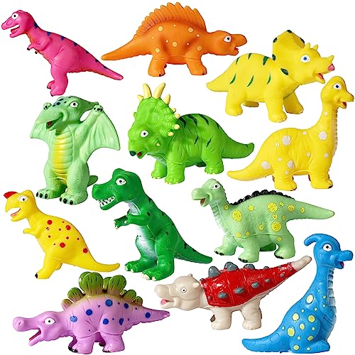 Baby Badezimmer Spielzeug Badespielzeug, 12 Stück Kinder Jungen und Mädchen Dinosaurier Figur Badespielzeug, Squeeze und Spray Kinder Spielzeug mit Händen, Kunststoff Dinosaurier Spielzeug für Kinder von Generic