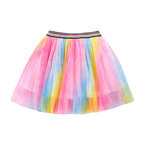 Baby Ballett Partykleid Kinder Mädchen Ballett Tie Dye Röcke Kostüm Party Rainbow Star Tüll Tanzrock Karneval Party Tanz (7-8 Years) von Generic