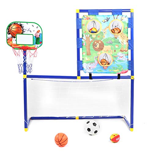 Baby-Basketballkorb, Kunststoff + Nylon, 3-in-1-Kombination, Multi-Mini-Fußballtor-Basketballständer für Mehr Als 3 Jahre Alt von Generic