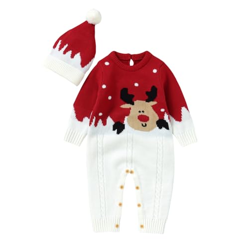 Baby Christmas Outfit - Jungen Nikolaus Kostüm Neugeborene Weiche Babyset Zweiteiler Kostüm Zubehör für Weihnachtsparty Oberteil, Hose, Mütze Baby Born Weihnachtsoutfit Weihnachten oder Karneval von Generic