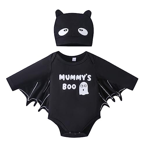 Baby Halloween Kostüm - Cartoon Print Cosplay Kostüm Baby Mädchen Fledermaus Kostüme Einteiliger Overall Halloween Kürbis Hoodie Karneval Verkleidung Outfit von Generic