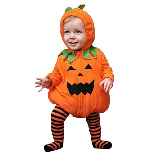 Baby Halloween Kostüm Fledermaus mit Big Ear Hut Meine ersten Halloween Outfits Baby Mädchen Junge Strampler Set Cosplay Kostüm O nesie Strampler Bodysuit Jumpsuit Sets für (Orange #2, 0-6 Months) von Generic