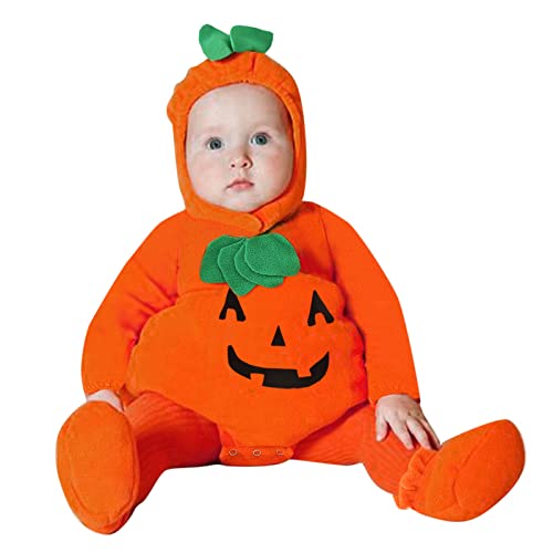 Baby Halloween Kostüm Fledermaus mit Big Ear Hut Meine ersten Halloween Outfits Baby Mädchen Junge Strampler Set Cosplay Kostüm O nesie Strampler Bodysuit Jumpsuit Sets für (Orange-3, 12-18 Months) von Generic