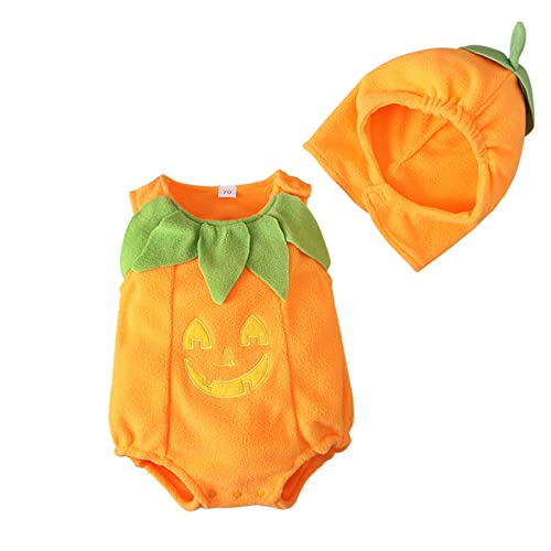 Baby Halloween Kostüm - Halloween Kostüm Karneval für Pumpkin Cosplay Strampler Set Kürbis Geist Kostüm Halloween Kürbis Hoodie Kleinkind Halloween Dress Up von Generic