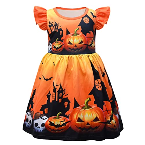 Baby Halloween Kostüm Hexen Zauberer Umhang Gothic VampirKostüm Prinzessin Halloween Kürbis Mantel Hut Set Sensenmann Kostüm Karneval Party Fasching Kleid Halloween Kostüm Kinder Mädchen von Generic