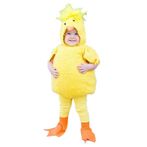 Baby Huhn Strampler Kostüm Outfits Baby Küken Set Fleece Ostern Jungen Cosplay Kostüm Huhn Mädchen Lustige Tieroverall Set Overall Säuglingsmädchen Strampler Osterkostüm von Generic