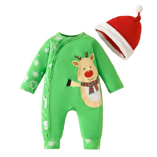 Baby Jungen Weihnachten Outfit - Strampler Weihnachten Kleinkinder Weihnachtsmannanzug Kinder Elfenkostüm Oberteil, Hose, Mütze Neugeborene Weihnachtskleid für kinder babys von Generic