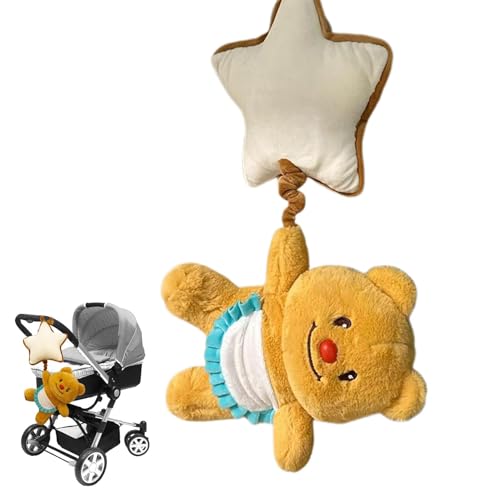 Baby Kinderwagen Anhänger Bell, Baby Stroller Rattle Toy – Butter Bär Anhänger Glocke flauschig aus Plüsch Rassel mit Stern | Weiche Spieluhr Aktivität Sensorisches Spielzeug für und Mädchen von Generic