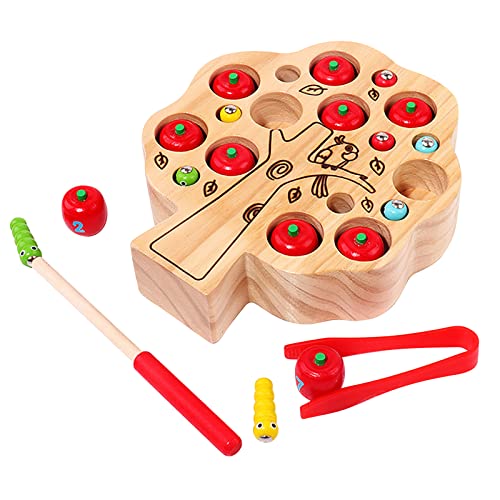 Baby Kleinkindspielzeug Feinmotorik- für Vorschulkinder aus Holz Fangwurm-Spiel Farbnummer für Kinder (Red, One Size) von Generic