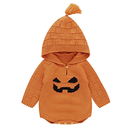 Baby Kostüm Baby Kapuzen Outfit Baby Halloween Kostüme Baby JackoLantern Unisex OHalloween Kostüme Kinder Kapuzen-Strampler Orange Unisex (Orange, 12-18 Months) von Generic