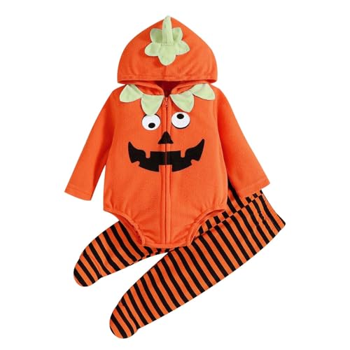 Baby Kostüm Kinder Halloween Karneval Halloween Baby Kleidung Jungen Mädchen Pumpkin Body Overall Pumpkin Top Outfit Kostüm Strampler Bodysuit Jumpsuit Sets für Neugeborenes (Orange, 12-18 Months) von Generic